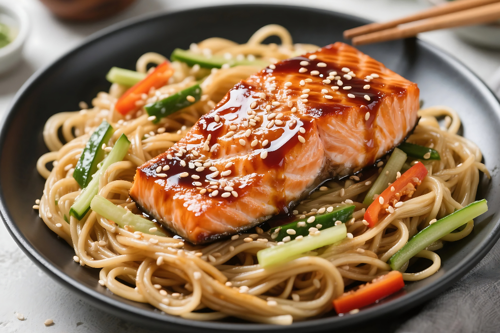 Hibachi Salmon Noodles