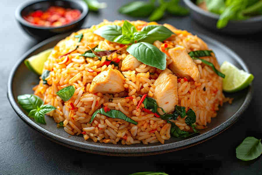 Basil Fried Rice with Chicken